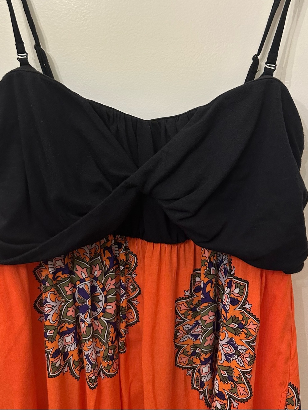 Orange Printed Maxi Dress - Lightweight Women's Boho Style - Picture 2 of 5